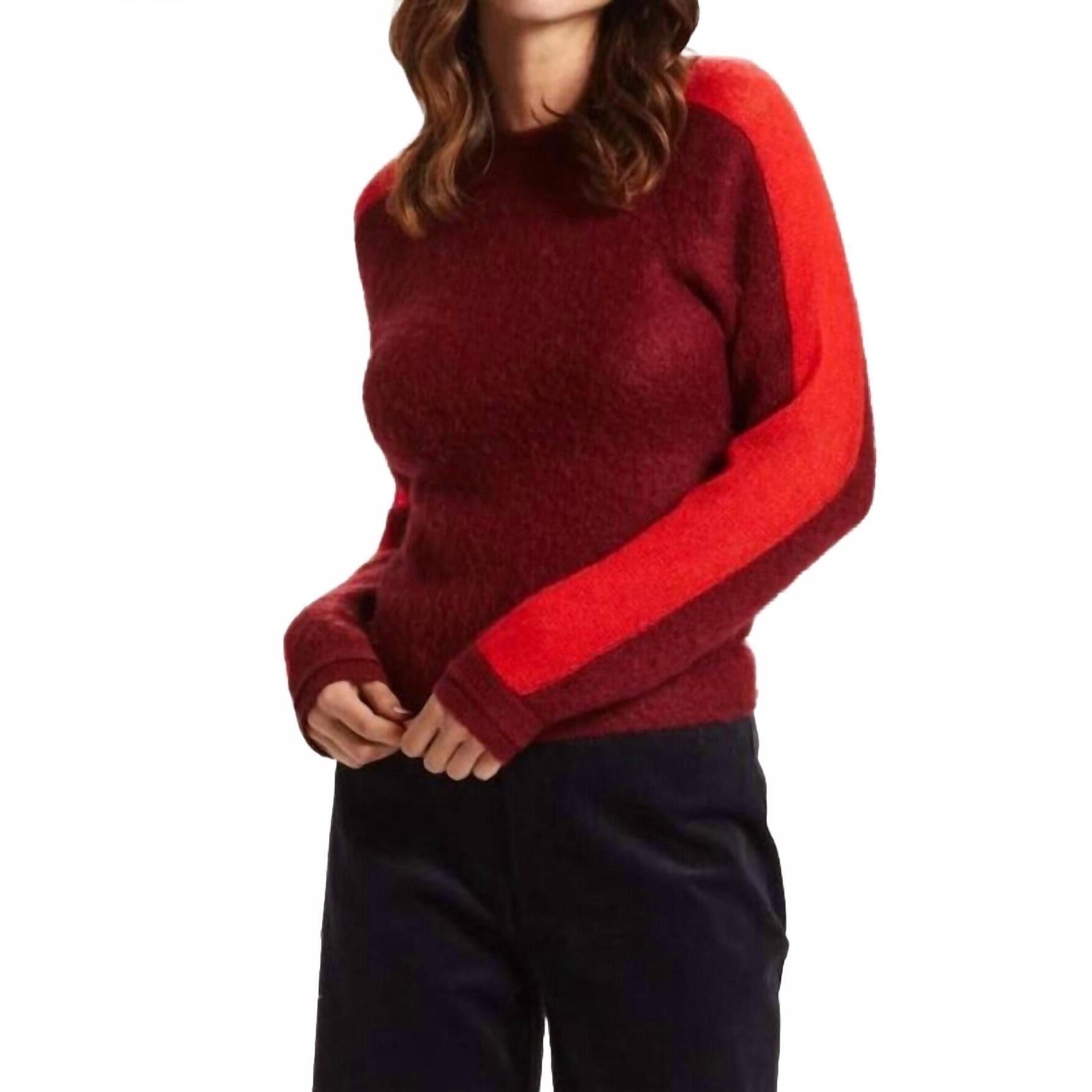 New Marie Oliver Long Sleeve Sweater In Burgundy